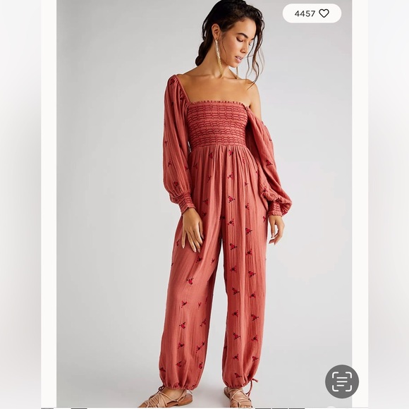 BNWT 💫Dahlia Embroidered Jumpsuit size SMALL by FREE PEOPLE 🌙 - Picture 3 of 5